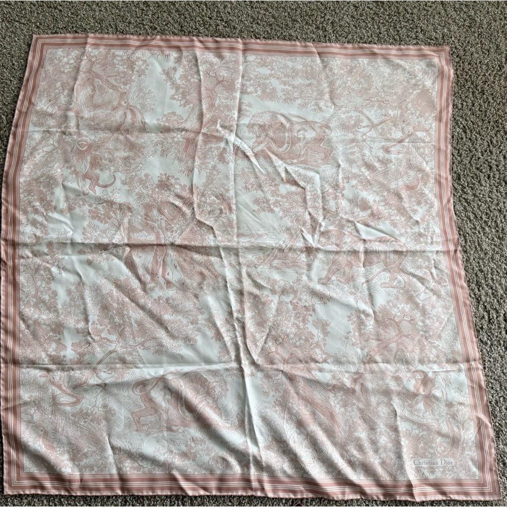 Dior Cream and Brown Silk Scarf